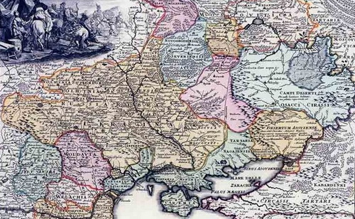 Карта Украины, 1715 г. «Зелень» на юге —
Крымское ханство