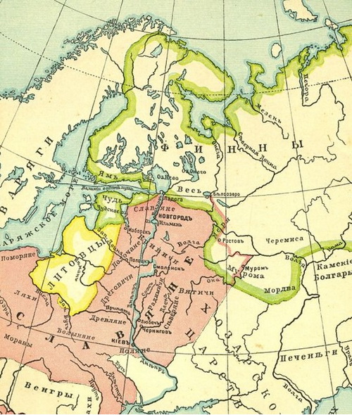 Для гимназистов. Карта из учебника истории
М. Острогорского 1915 г.